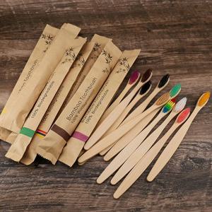 10Pcs 대나무 칫솔 친환경 나무 칫솔 부드러운 강모 팁 숯 성인 구강 케어 칫솔 호텔 여행