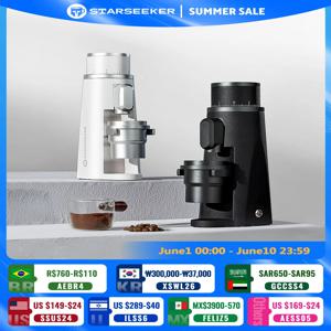 STARSEEKER EDGE 티타늄 버 커피 그라인더 48MM 에스프레소 버 무단 미세 조정 전기 커피 그라인더 블랙