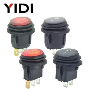 방수 라운드 로커 스위치 12V 220V 빨간색 녹색 파란색 노란색 LED 라이트 로커 스위치 10A 125VAC 6A 250VAC ON OFF SPST 스위치