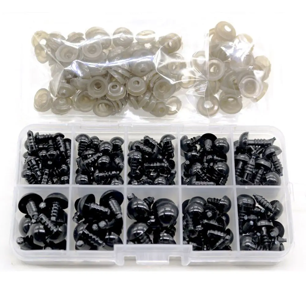 100pcs 10mm 안구 인형 액세서리 검은 플러시 안전 눈 Amigurumi 장난감 6mm 8mm 12mm DIY 재미 있은 장난감 눈 동물