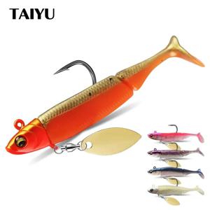TAIYU 지그 헤드 소프트 낚시는 파이크 송어베이스 낚시 태클을위한 21g T-꼬리 실리콘 루어 Wobblers 금속 스피너 스푼 미끼를 미끼