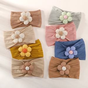1Pc 아기 나일론 머리 스카프 Astique 적합한 신생아 소녀 꽃 수제 머리띠 탄성 헤어 밴드 터번 유아 헤어 액세서리