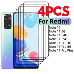 4/3/2/1PCS Redmi Note 11 유리 용 풀 커버 유리 Xiaomi Redmi Note 11 유리 9H HD 화면 보호기 Redmi Note 11 Pro Plus 11S