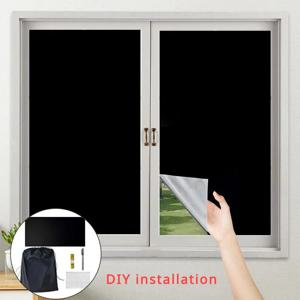 DIY 휴대용 여행 블랙 아웃 커튼 블라인드 창 열 절연 주방 커튼 비 천공 검은 천에 스틱