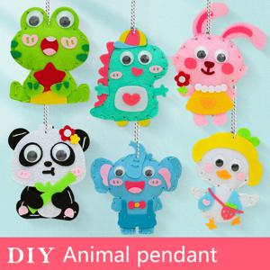 5Pcs 어린이 DIY 바느질 장난감 만화 동물 키 체인 몬테소리 예술 공예 수제 키트 창의력 조기 교육 소녀 선물