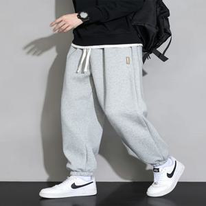 플러스 사이즈 남성용 운동복 8XL 7XL 6XL 운동복 신축성있는 허리 캐주얼 헐렁한 바지 블랙 그레이 코튼 조깅 남성 느슨한 바지
