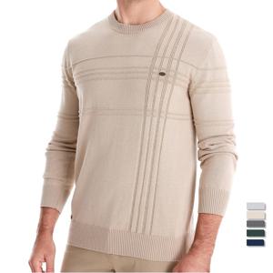 AIOPESON Mens Crewneck 풀오버 스웨터 니트 코튼 스트라이프 품질 가을 겨울 남성용 따뜻한 스웨터
