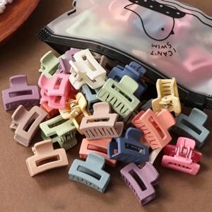 20 개/가방 솔리드 컬러 매트 할로우 헤어 클로 클립 캔디 컬러 캐치 바레트 세련된 헤어 액세서리 여성에게 적합