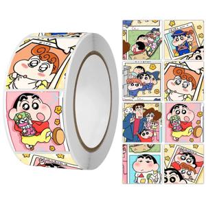 귀여운 애니메이션 짱구 스티커 롤 재미있는 만화 장식 데칼, DIY 노트북 문구, 어린이 보상 스티커 장난감, 500 개