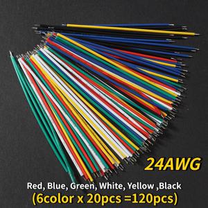 120 개/몫 6 색 주석 도금 브레드 보드 PCB 솔더 케이블 24AWG 점퍼 와이어 8cm DIY 키트 고품질 전자 와이어