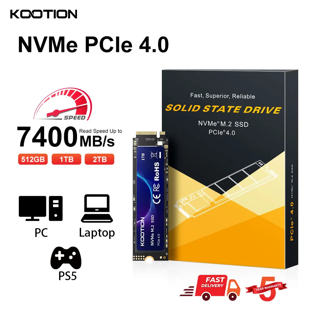 KOOTION X16 M.2 NVMe SSD 2TB 1TB 512GB M2 SSD 디스크 7400 MB/S M.2 PCIe4.0 2280 PS5 노트북 데스크탑용 내부 솔리드 스테이트 드라이브