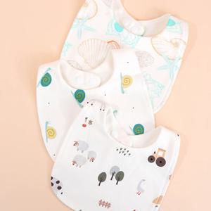 3pcs U 모양 아기 Bibs 360 학위 회전 모슬린 키즈 소년 소녀 두건 Burp Cloth 신생아 유아 타액 수건 유아 물건
