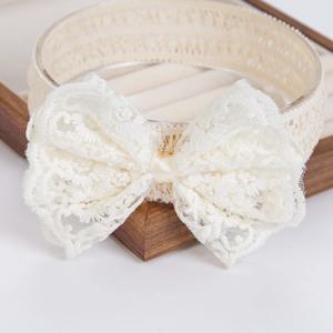 신생아 공주 소년 소녀를위한 크림 레이스 아기 머리띠 와이드 라인 석 진주 Hairbands 어린이 모자를 쓰고 있죠