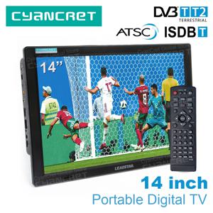 리드스타 14인치 HD 휴대용 TV DVB-T2 ATSC ISDB-T tdt DTT 디지털/아날로그 텔레비전 미니 소형 차량용 TV MP4 AC3 SD 카드 지원