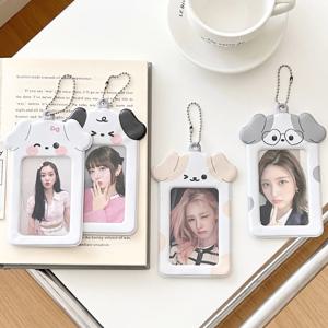Ins 스타일 만화 강아지 Photocard 홀더 키 체인 귀여운 3 인치 카드는 학생을위한 슬리브를 보호합니다