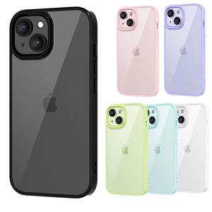 아이폰 16 15 14 13 12 11 Pro Max Mini XS SE 7 8 Plus 12 Mini 용 고급 소프트 투명 케이스, 캔디 색상 충격 방지 범퍼 커버 케이스