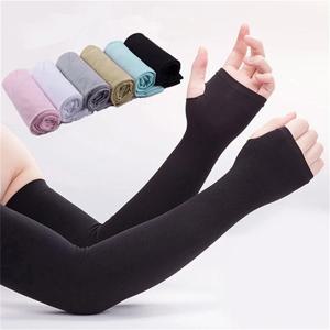 UV 차단 손목 보호대 여성 남성 사이클링 손가락 없는 장갑 시원한 여름 아이스 실크 탄력 있는 팔 커버 운전용 자외선 차단 슬리브