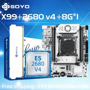 X99 TPM2.0 게임용 마더보드 키트 LGA 2011-3 E5 2680 V4 CPU 8G*1 DDR4 ECC 메모리 M.2 NAME 컴퓨터 부품 SOYO 메인보드