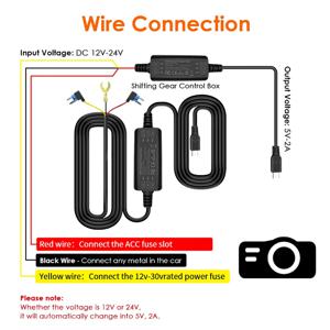 24시간 주차 모니터링 스텝다운 라인 GPS 미니 USB/타입-C 어댑터 모든 DVR 대시캠용 24시간 주차 녹화 등록