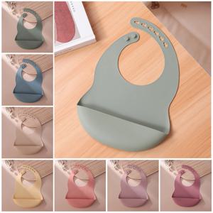 컬러 키즈 1PCS 실리콘 베이비 턱받이 조정 가능한 방수 먹이 턱받이 BPA 무료 소프트 Drool 턱받이 신생아 필수 타액 타월