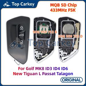 TopCarkey 5HG 959 753 B D MQBevo 골프 8 Tiguan Passat Talagon MEB ID3 ID4 ID6 용 오리지널 스마트 키 5D 칩 433MHz