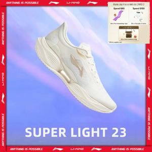 Li-Ning 여성용 슈퍼 라이트 23 라이트 러닝화 BOOM FIBER 통기성 내구성 안정적인 LiNing 데일리 조깅 스니커즈 ARBW018