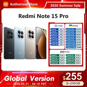 글로벌 버전 레드미 노트 15 프로 샤오미 휴대폰 MTK Helio G200-Ultra 6.77인치 AMOLED 디스플레이 200MP 초고화질 카메라
