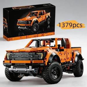 1379PCS 테크 랩터스 F150 트럭 레이싱카 조립 키트 MOC 호환 크리에이티브 DIY 자동차 브릭 장난감 어린이 청소년 성인용 선물