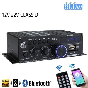 AK380 800W 블루투스 앰프 HiFi 오디오 가라오케 홈 시어터 앰프 2채널 파워 클래스 D 앰프 USB SD AUX 신제품