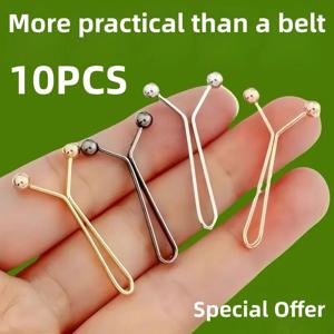 10Pcs 금속 허리 클립 보이지 않는 바지 허리 조절기 바느질 필요 없음 청바지 스커트용 즉시 조절 가능한 허리띠 버클