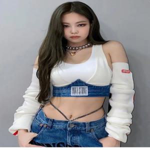블랙핑크 무대 공연 의상 쿨 재즈 댄스 스트리트웨어 여성 그룹 의상 트렌디 학생복 여름 컬렉션