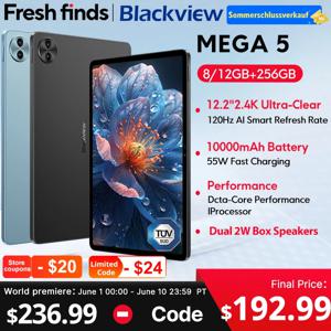 【월드 프리미어】블랙뷰 MEGA 5 AI 태블릿 12.2인치 2.4K 120Hz 디스플레이 12GB 256GB 10000mAh 55W 충전 4G 안드로이드 16 PC 패드 ﻿