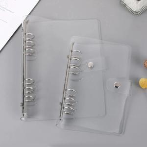 A5 A6 투명 글리터 루즈리프 바인더 링 플래너 아젠다 플라스틱 파일 클립 폴더 방수 학교 사무실 DIY 문구류