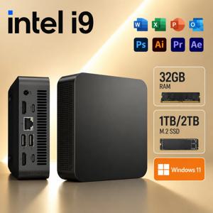 LENO 미니 PC 윈도우 11 인텔 코어 i9-9900 32GB 램 2TB SSD FHD 블루투스 WiFi6 게이밍 오피스 4K HDMI 게이머 휴대용 컴퓨터