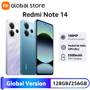 새로운 글로벌 버전 샤오미 레드미 노트 14 스마트폰 128GB / 256GB ROM 33W 미디어텍 Helio G99-Ultra 120Hz AMOLED 108MP 5500mAh
