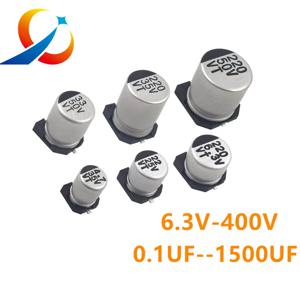 10개입 SMD 전해 커패시터, 6.3V, 10V, 16V, 25V, 35V, 50V, 63V, 100V, 400V, 1uF, 10uF, 22uF, 47uF, 100uF, 220uF, 470uF, 1000uF, 정품, 새 제품