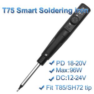 Quicko 전기 납땜 인두 키트 T75 96W 수리 도구 용접 솔더 재 작업 스테이션 열 연필 스마트 휴대용 솔더 철 팁