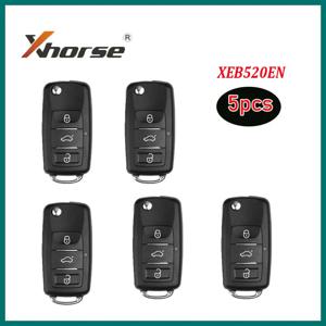 5개 Xhorse XEB520EN (XEB510EN B5 업그레이드) XT27B 슈퍼칩 3버튼 리모트 키, 폭스바겐 차량용, VVDI 키 툴용