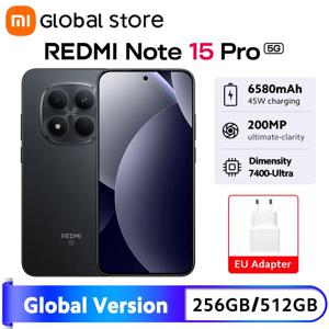 글로벌 버전 샤오미 레드미 노트 15 프로 5G 스마트폰 6.83인치 AMOLED 디스플레이 200MP 카메라 45W 6580mAh MTK 디멘시티 7400-울트라 NFC