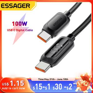 Essager USB C타입 to USB C타입 케이블 100W 5A PD 고속 충전 케이블 (맥북, 샤오미, 삼성 호환) 디지털 디스플레이 케이블 3미터