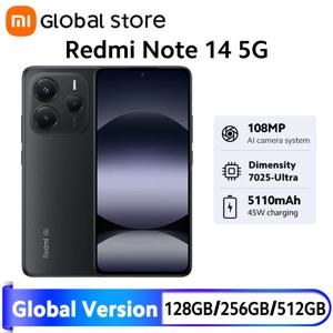 글로벌 버전 샤오미 레드미 노트 14 5G 스마트폰 MTK 디멘시티 7025-울트라 45W 터보 충전 NFC 108MP 카메라