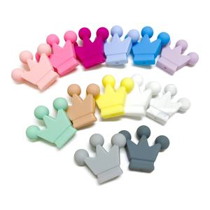 10pcs 식품 학년 크라운 실리콘 비즈 아기 젖니가 남 장난감 실리콘 DIY 젖꼭지 체인 펜던트 액세서리 아기 Teethers