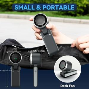 3-in-1 팬, 5단 속도, 3600mAh 충전식 리튬 배터리, USB 충전, 여행용 미니 팬