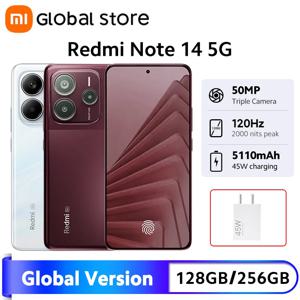 글로벌 버전 샤오미 레드미 노트 14 5G 스마트폰 50MP 카메라 MTK 디멘시티 7025-울트라 45W 충전 6.67인치 120Hz 디스플레이 IP64