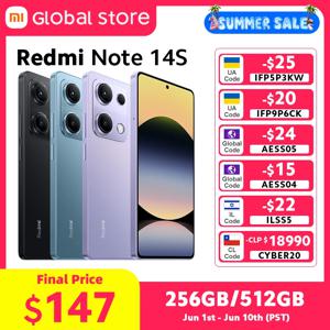 글로벌 버전 샤오미 레드미 노트 14S 스마트폰 200MP 카메라 NFC 120Hz 6.67인치 AMOLED 디스플레이 67W 하이퍼 차지 MTK Helio G99 5000mAh