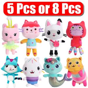 25cm 8Pcs 개비 인형 집 플러시 장난감 만화 박제 동물 인어 고양이 인어 플러시 인형 어린이 크리스마스 선물