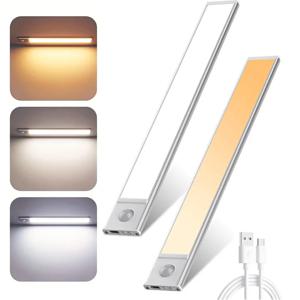 10-60CM 초박형 LED 언더 캐비닛 라이트 자석 충전식 모션 센서 라이트 주방 옷장 작업실에 적합