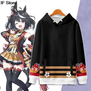 Uma Musume Pretty Derby Machico Oguri 캡 3D 후드티 소년 소녀 y2k 남성 여성 하라주쿠 집업 후드티 캐주얼 라운드넥 스웨트셔츠