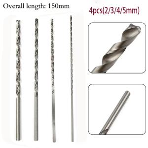 4개입 150mm 초장형 고속철강 드릴 비트 세트, 목재, 알루미늄, 플라스틱용 실버 드릴 (2mm, 3mm, 3.5mm, 4mm, 5mm)