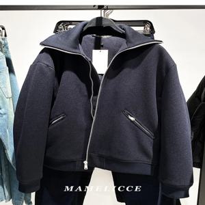 MAMELICCE 오리지널 디자인 남성용 니트 하이 칼라 인조 울 코튼 재킷 루즈핏 두꺼운 고품질 패딩 재킷